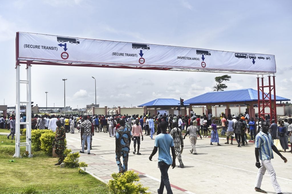 Le poste-frontière de Sèmè-Kraké, entre le Bénin et le Nigeria, le jour de son inauguration, le 23 octobre 2018. © PIUS UTOMI EKPEI / AFP