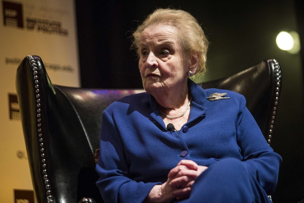 Madeleine Albright en avril 2018 à Chicago. © Ashlee Rezin/AP/SIPA