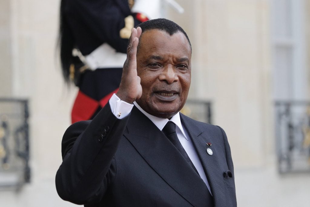 Le président congolais Denis Sassou Nguesso, à l'Élysée le 30 septembre 2019. © Kamil Zihnioglu/AP/SIPA