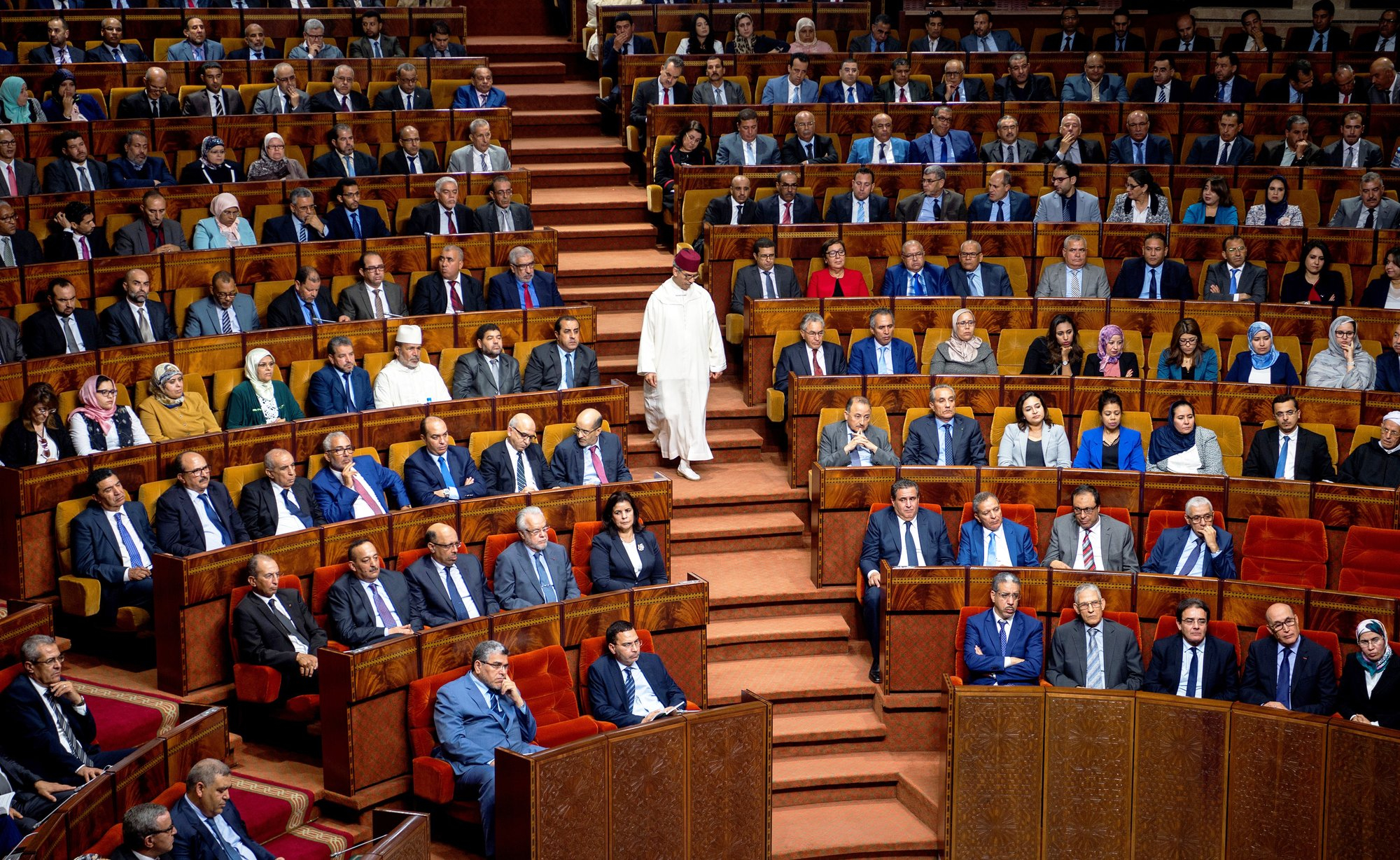 Une photo prise le 19 avril 2017 montre le Parlement lors d'une réunion publique conjointe consacrée à la présentation du programme du gouvernement par le Premier ministre du Maroc, nouvellement nommé, à Rabat (Maroc) le 19 avril 2017 © Fadel Senna/AFP