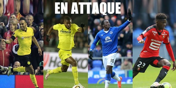 Pierre-Emerick Aubameyang, Cédric Bakambu, Romelu Lukaku, Ousmane Dembélé. © AP/SIPA/JA