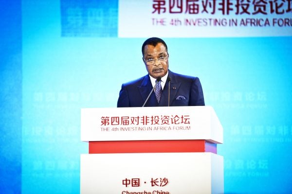Le président Denis Sassou Nguesso, le 6 septembre 2018, à Changsha (Chine), lors de la 4e édition de Invest in Africa. La 5e édition de ce forum coorganisé par la Banque mondiale et le gouvernement chinois se tiendra à Brazzaville du 10 au 12 septembre. © XINHUA