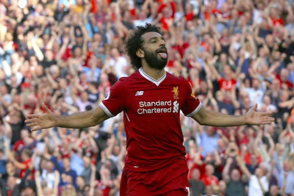 Le footballeur Mohamed Salah lors d'un match de Ligue des champions, en août 2017. © Peter Byrne/AP/SIPA