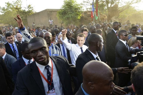Emmanuel Macron à Ouagadougou, le 28 novembe 2017. © Ahmed Yempabou Ouoba/AP/SIPA