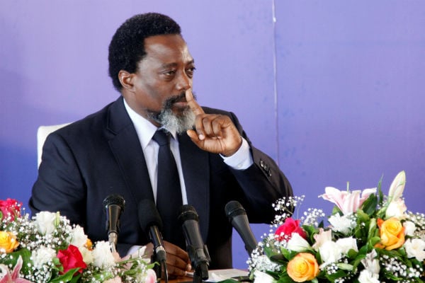 Joseph Kabila, lors d'une conférence de presse à Kinshasa le vendredi 26 janvier 2018. © REUTERS/Kenny Katombe