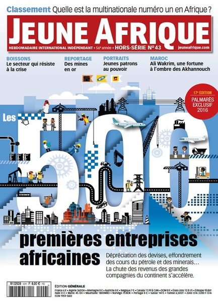 L'édition 2016 du classement des 500 première entreprises africaines. © Jeune Afrique