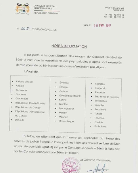 © Source : République du Bénin