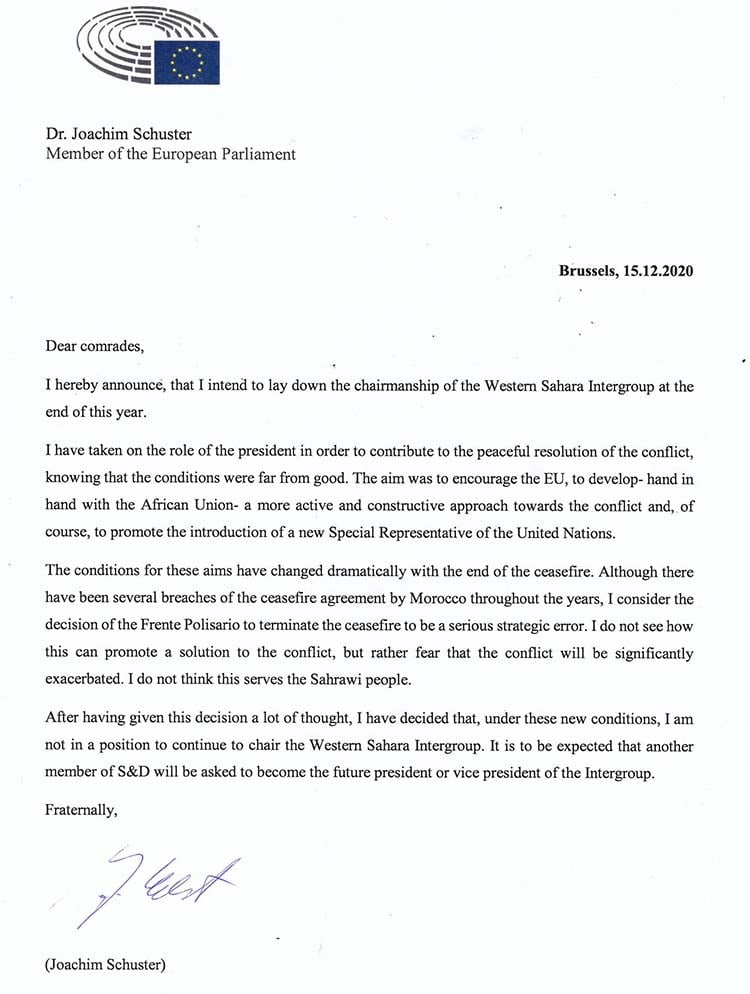 Lettre de démission du député européen © DR