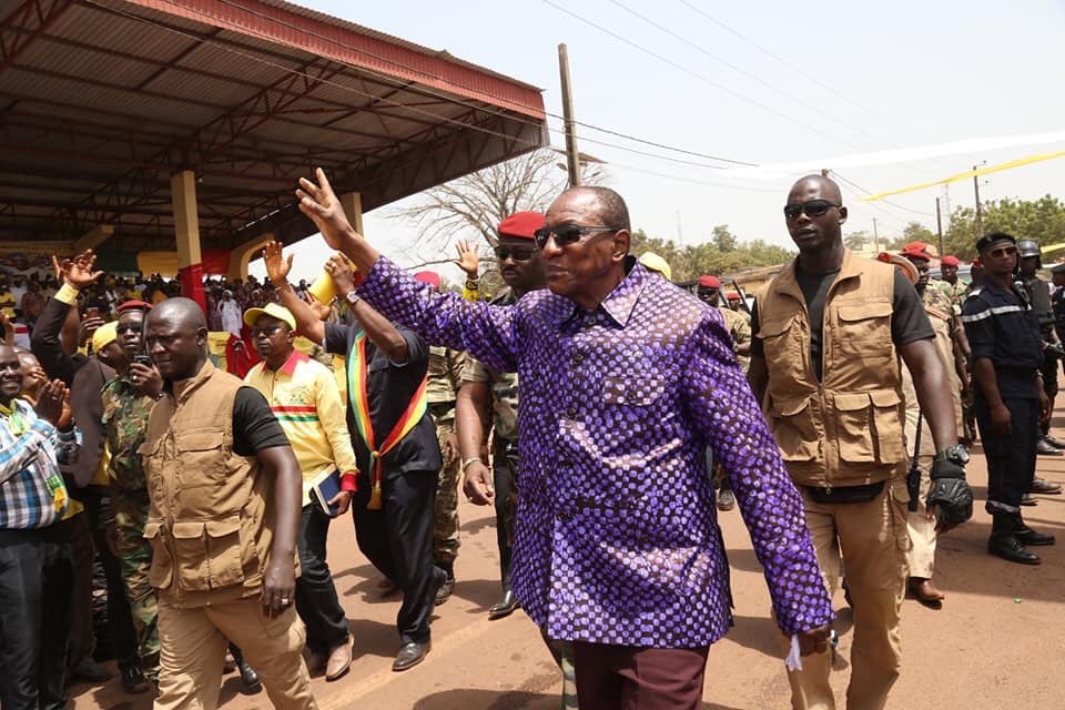 Alpha Condé, en campagne en Haute-Guinée, en vue du double scrutin du mois de mars 2020. © DR / Présidence guinéenne de la République