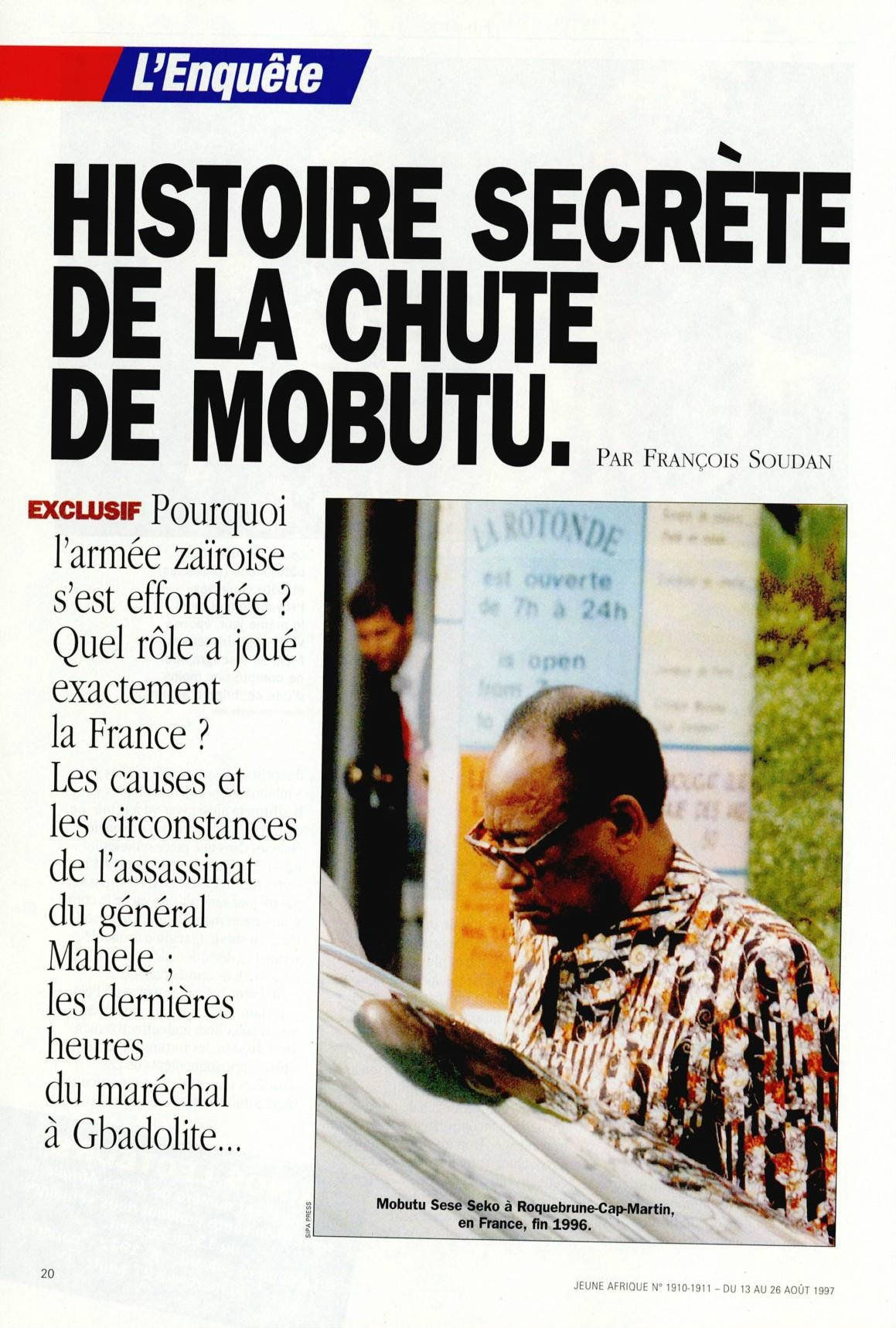 Extrait de l’article « Histoire secrète de la chute de Mobutu », de François Soudan, dans J.A. n°1910-1911, du 13 au 26 août 1997. © Jeune Afrique