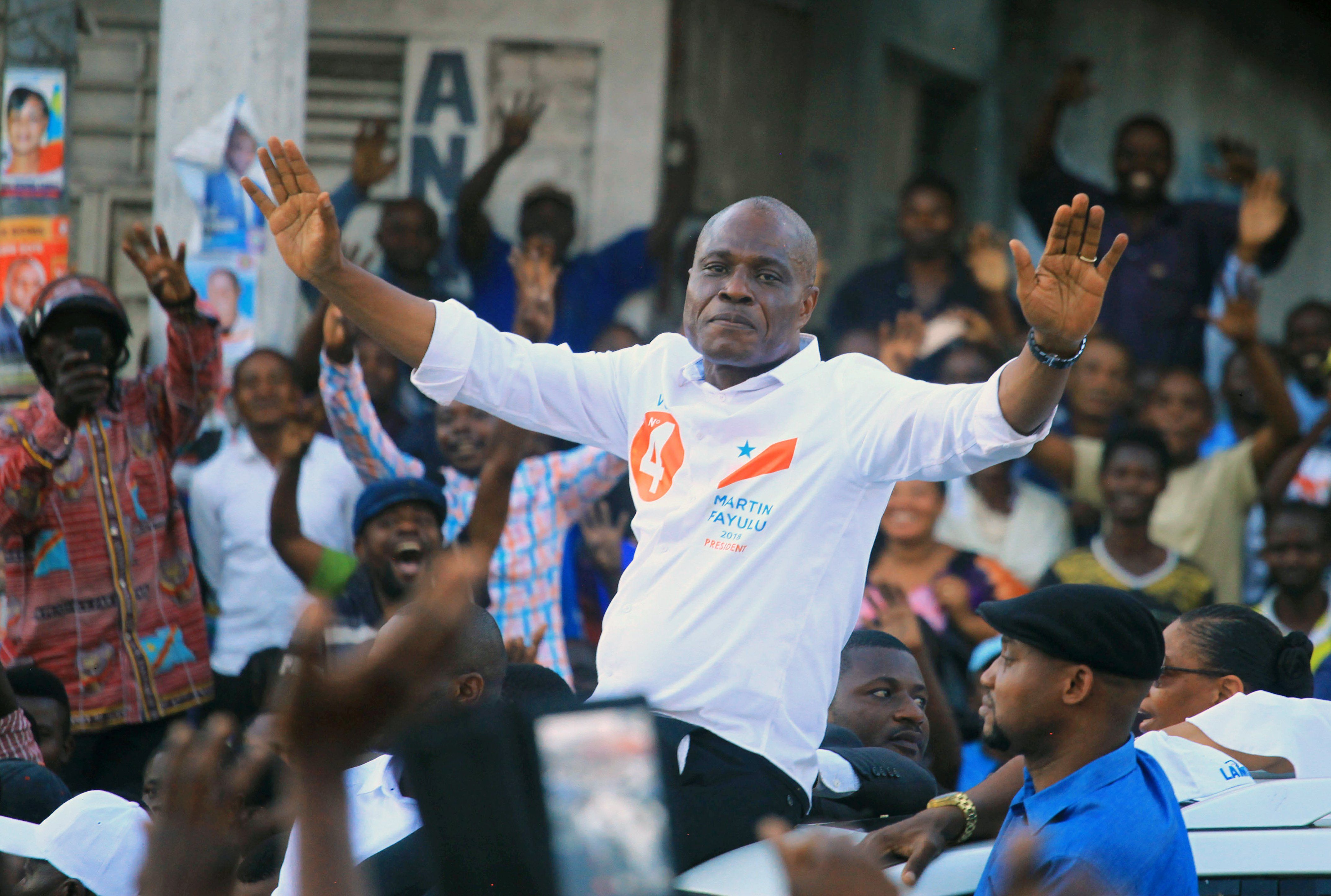 Martin Fayulu, candidat de la coalition Lamuka à la présidentielle en RDC, le 6 décembre à Goma, dans le Nord-Kivu. © REUTERS/Samuel Mambo