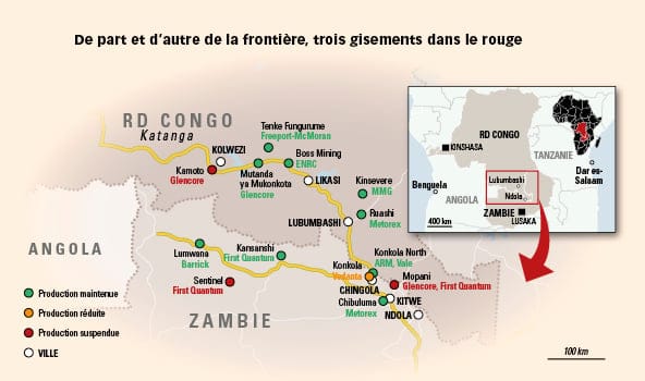 De part et d’autre de la frontière, trois gisements dans le rouge © J.A.