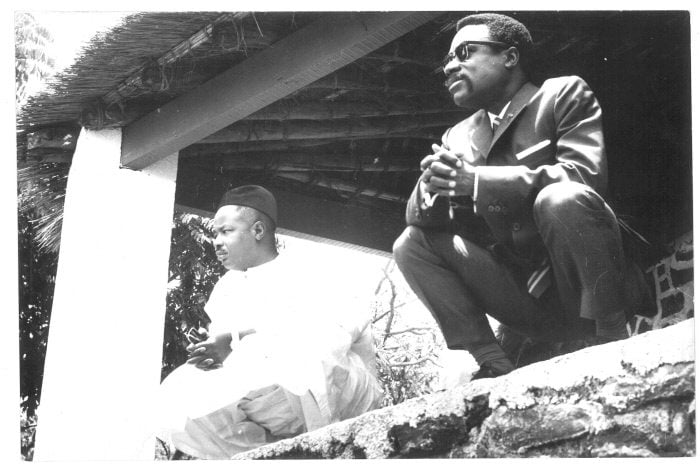Albert Bernard Bongo et Ahmadou Ahidjo,23 mars 1968, Ngaoundéré,Cameroun..