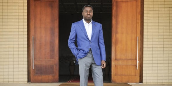 Faure Gnassingbé, chef de l’État togolais, au siège de la présidence à Lomé, le 6 avril 2015.