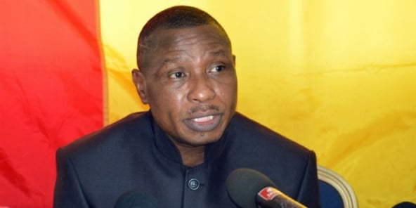 Moussa Dadis Camara lors d’une conférence de presse à Ouagadougou, le 11 mai 2015