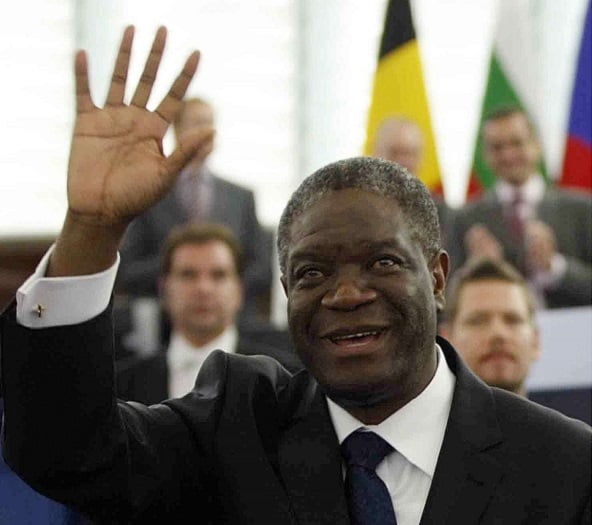 Denis Mukwege lors de la remise de son prix Sakharov, en 2014.