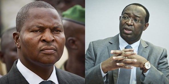Faustin Archange Touadéra (à gauche) et Anicet Georges Dologuélé.
