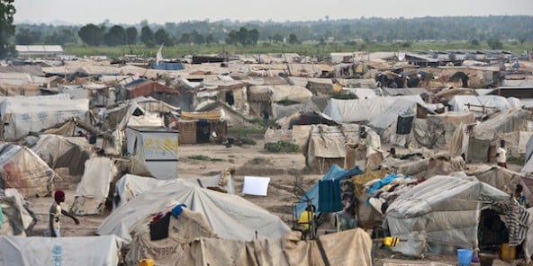 Le camps de M'Poko, situé près de l'aéroport de Bangui, la capitale centrafricaine. Au mois de mai 2014, il accueillait environ 120 000 réfugiés.