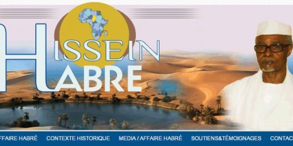 Capture d'écran de la page d'accueil du site internet officiel de la défense de Hissène Habré.