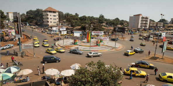 Le rond-point de Bambeto, à Conakry, le 9 février 2014.
