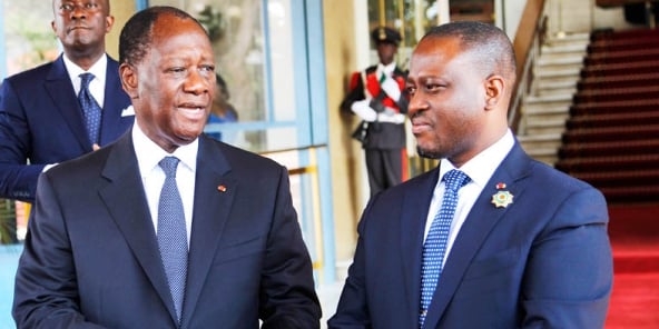Alassane Ouattara et Guillaume Soro au palais présidentiel, en octobre 2014.