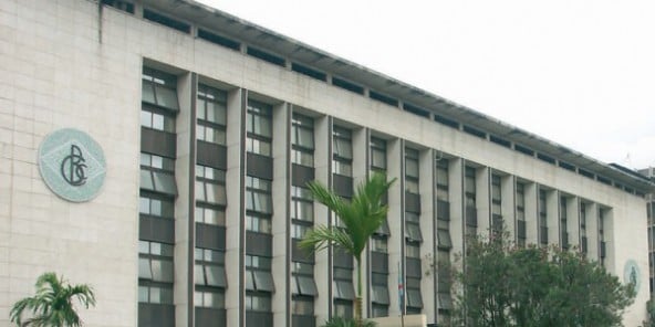 Vue du siège de la Banque centrale du Congo à Kinshasa.