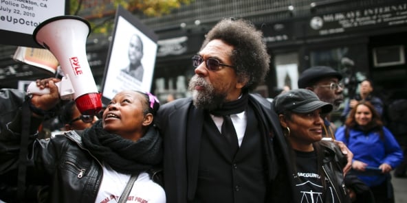 Cornel West à New York, lors d’une manifestation contre les violences policières, en octobre 2015.