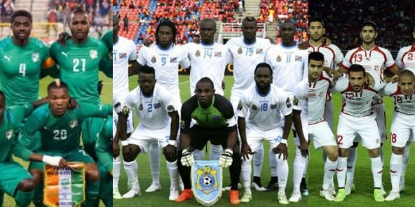 La RDC (centre), la Côte d’Ivoire (gauche) et la Tunisie (droite) occupe les trois première places de notre podium 2016.