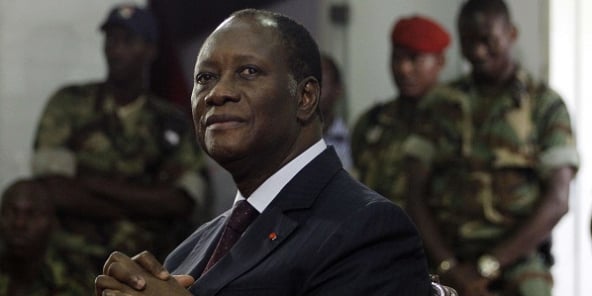 Le président ivoirien Alassane Ouattara à Abidjan, le 12 avril 2011.