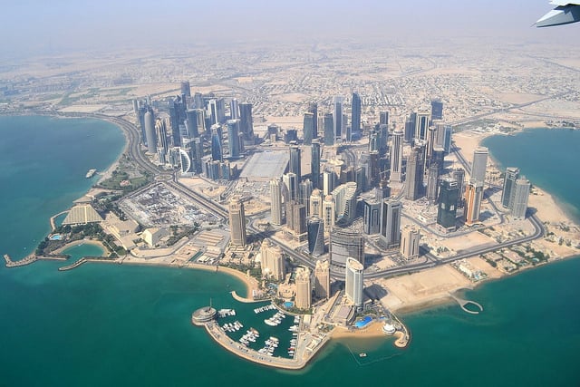 Doha, au Qatar, vue d'avion.