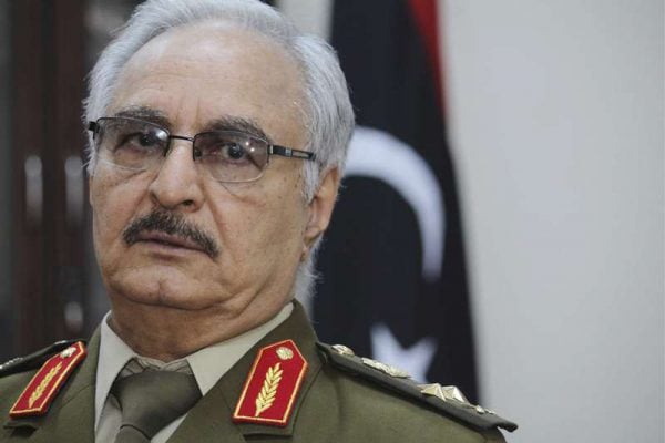 Le maréchal Khalifa Haftar à Al Marj, au nord-est de Benghazi, en Libye, le 22 mars 2017. © Mohammed El-Sheikhy/AP/SIPA