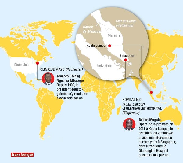 Certains dirigeants africains effectuent leurs visites médicales aux États-Unis ou en Asie. © Jeune Afrique
