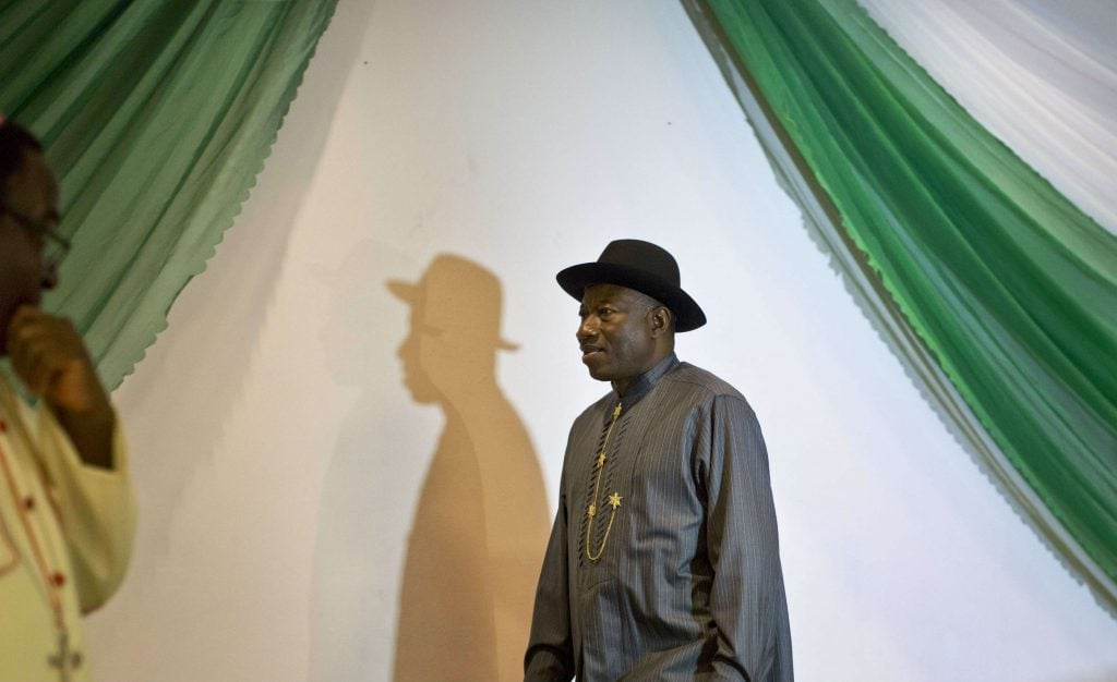 L'ancien président Goodluck Jonathan lors d'une réunion dans un hôtel d''Abuja, la capitale nigériane, en mars 2015.