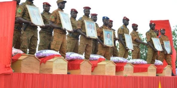 Funérailles des sept soldats burkinabé tués dans une attaque, à Ouagadougou le 31 août 2018.