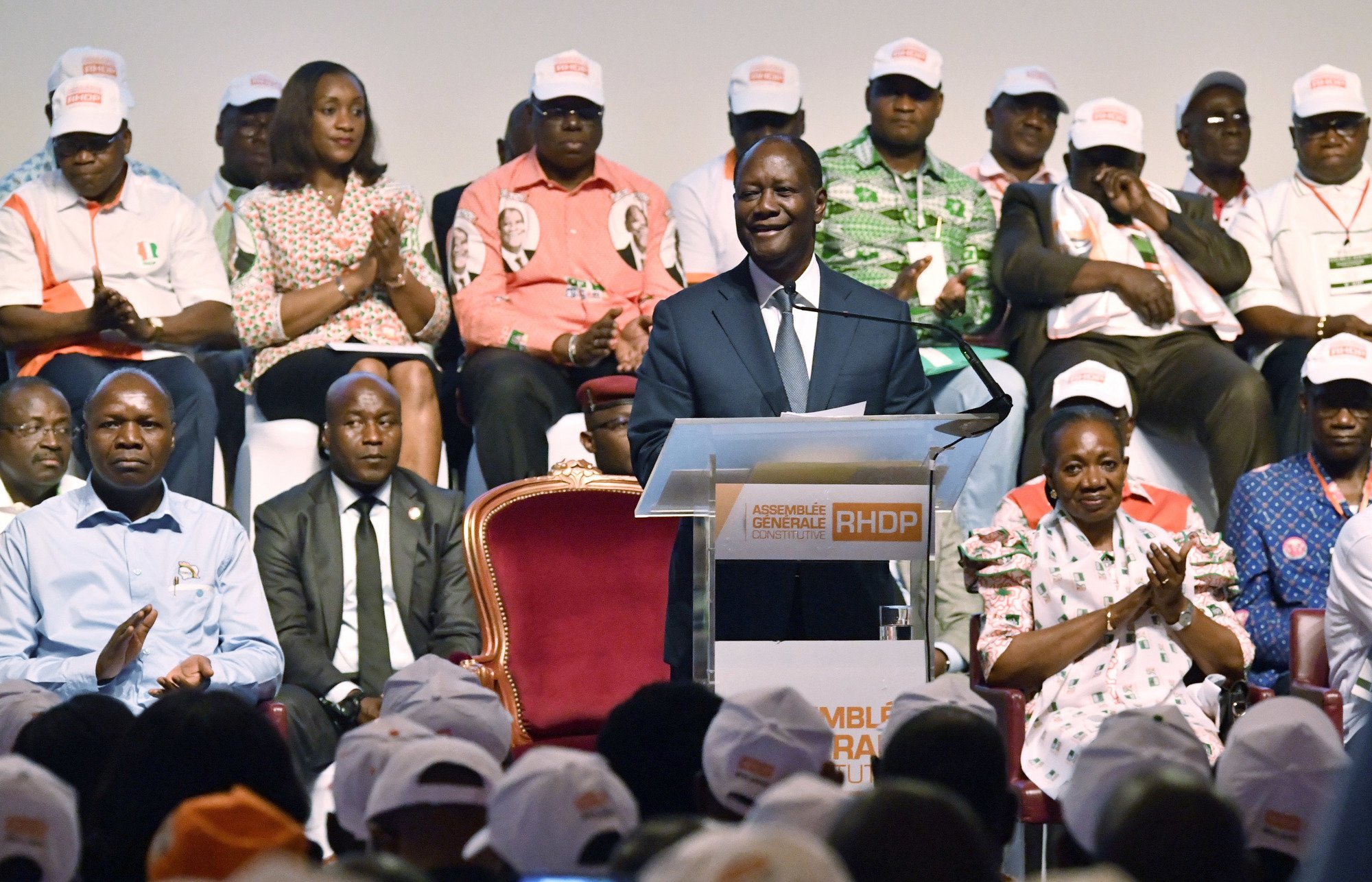 Le président ivoirien lors d'un meeting du RHDP, le 16 juillet 2018 à Abidjan.