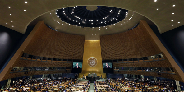 Lors de la 73ème session de l'Assemblée générale des Nations unies, au siège de New York , mercredi 26 septembre 2018.