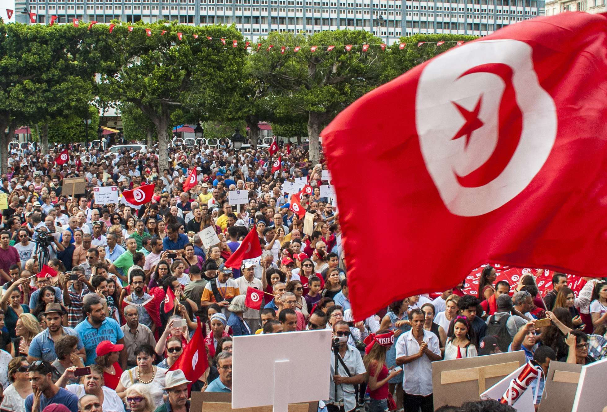 Une manifestation à Tunis pour l'égalité des droits, le lundi 13 août 2018.