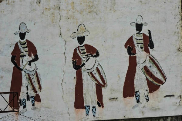 Peinture murale dans l'ancien quartier du tambour (aujourd'hui Monserrat), à Buenos Aires, représentant le carnaval, vieille tradition afro-argentine.