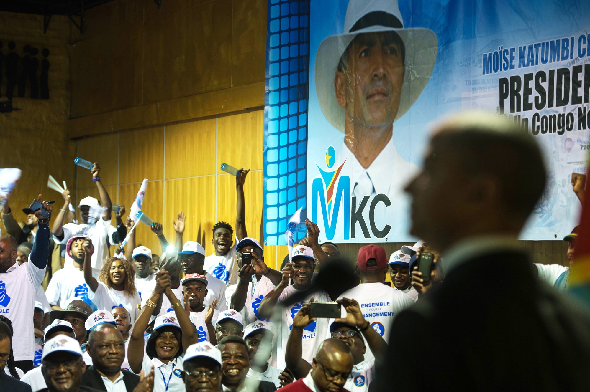 Meeting de soutien à Moïse Katumbi dans un hôtel de Johannesburg (Afrique du Sud), le 12 mars 2018.