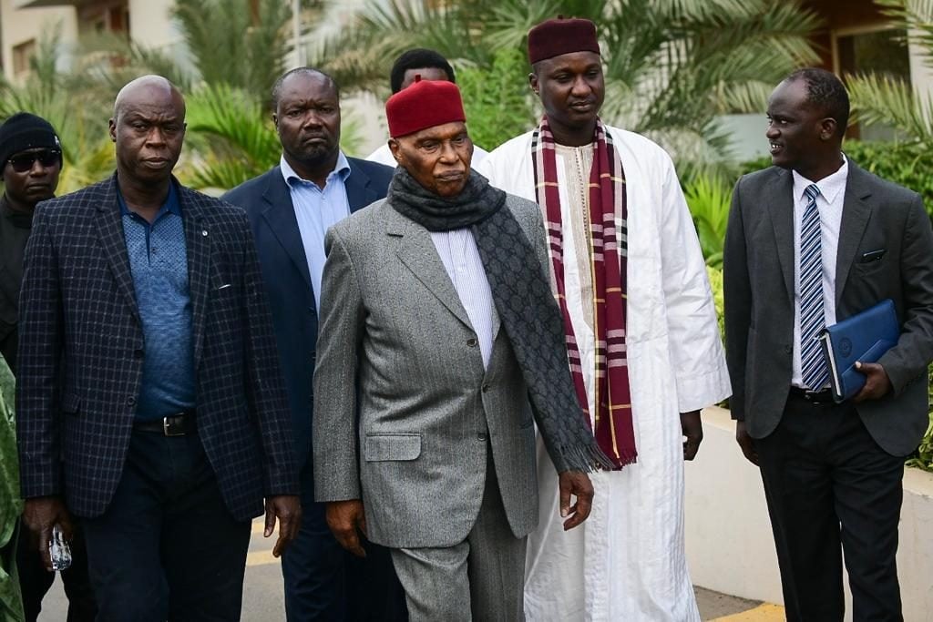 Abdoulaye Wade, à son arrivée au comité directeur du PDS, mercredi 13 février 2019. © Sylvain Cherkaoui pou JA
