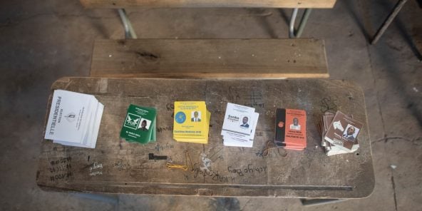 Dans un bureau de vote à Fatick, lors du premier tour du scrutin pour la présidentielle 2019 au Sénégal.