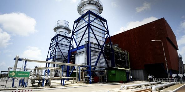 Centrale thermique d’Azito, en Côte d’Ivoire, dont General Electric est exploitant depuis 2017.