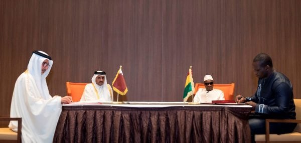 L’émir Tamim Ben Hamad Al-Thani avec le président de Guinée Alpha Condé