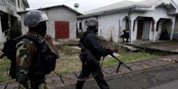 Des membres du Bataillon d’intervention rapide (BIR), à Ekona, près de Buea, en octobre 2018.