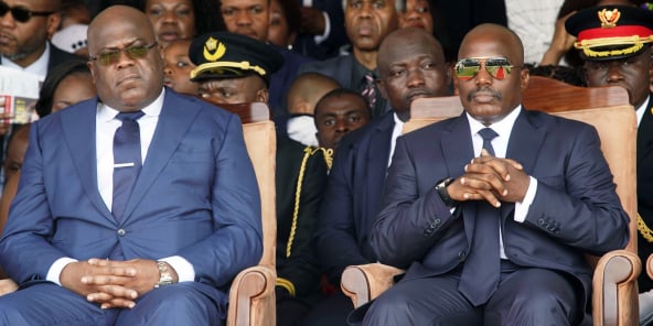 Le président Félix Tshisekedi (à g.) et son prédécesseur, Joseph Kabila, à Kinshasa, le 24 janvier.