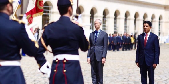 Le président malgache Andry Rajoelina durant sa visite officielle à Paris, en France, le 28 mai 2019.