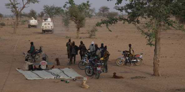 Des membres de la milice Dan Na Ambassagou, à Dangaténé dans le centre du Mali, en mars 2019 (photo d'illustration).