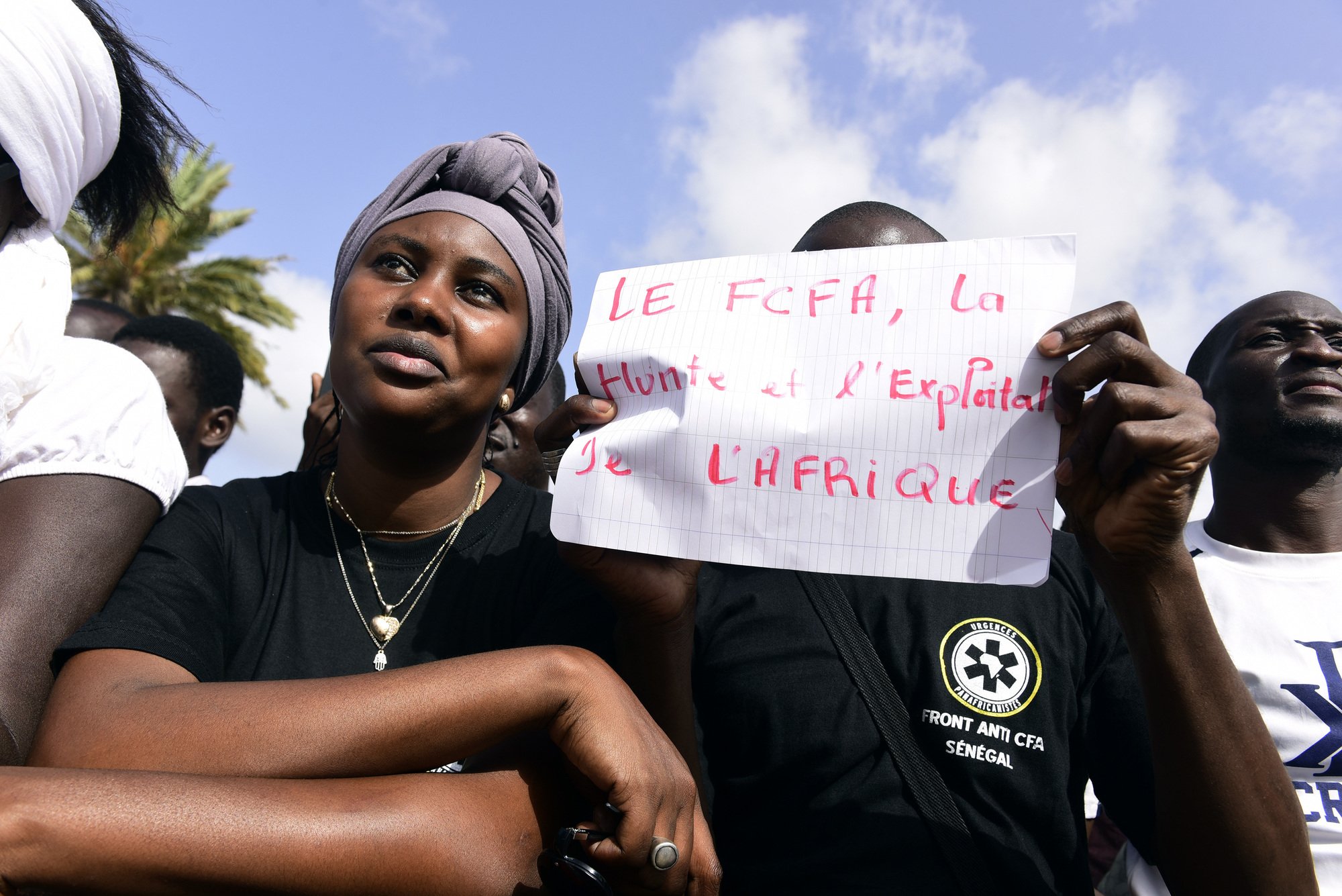 Manifestation hostile au franc CFA, sur la place de l’Obélisque, à Dakar, en septembre 2017.