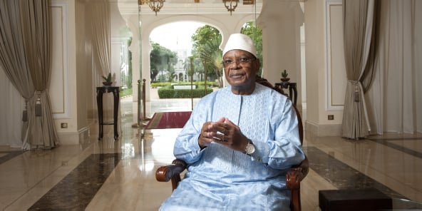 Ibrahim Boubacar KeÏta, au palais de Koulouba, lors d'une interview à Jeune Afrique, le 17 juin 2019.