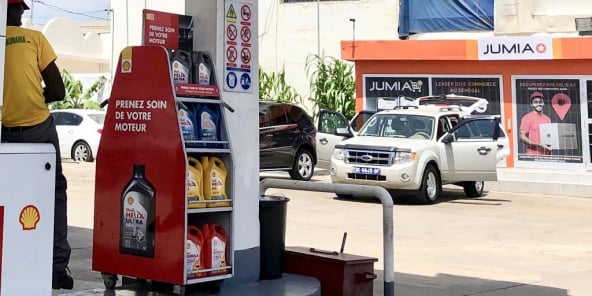 Une station pilote de Shell (Vivo Energy) à Dakar, au Sénégal, où le service de Jumia est proposé.